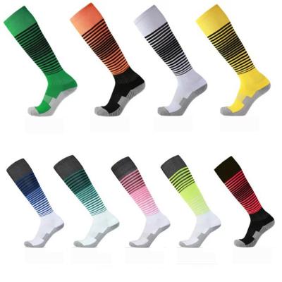 China Viable Adult Soccer Socks Gradient Outdoor Sports Shaping Soft Sweat Absorbing Bottom Towel Socks for sale