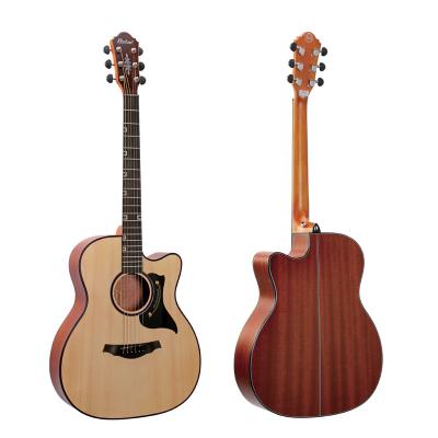 China Good Quality Impeccable Cheap Price 40 Inch Acoustic Guitar Cutaway Folk Guitar With Impeccable Matte Finish Wood for sale