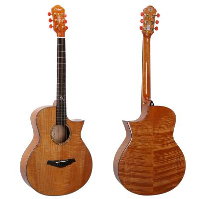 China Cheap price Canada Tiger Maple Solid Level 3A 40 inch classical acoustic guitar with high quality for sale