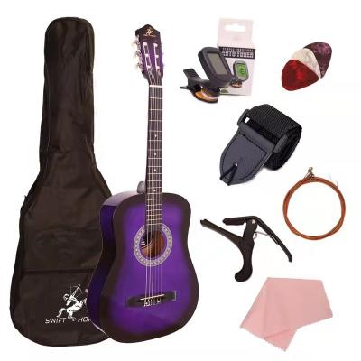 China Wholesale High Quality Classical Colorful Fingerboard China Size Cheap Guitar 38 Inch ABS Guitat for sale