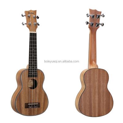 China Zebra plywood 21 inch soprano ukulele guitar with zebra plywood for sale