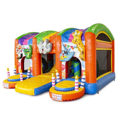 China Party rental company Multifun zoo jungle world animal kids party inflatable funcity bouncing castle for sale