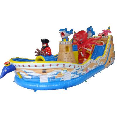 China Outdoor Party Rental Enterprise Anmu Giant Amusement City Slides Jumper Inflatable Outdoor Inflated Pirate Ship Bouncer for sale