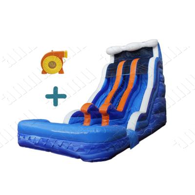 China Plato PVC Tarpaulin Giant Blue Inflatable Pool Slide Inflatable Water Slides With Swimming Pool For Kids for sale