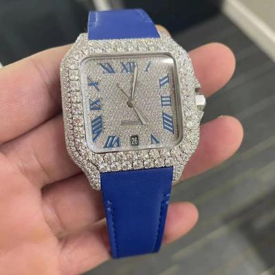 China Moissainte Luxury Day Diamond Bezel Blue Number Adjustable Day/Date Top Brand Watch vvs Bracelet for sale