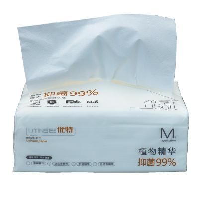 China New Technology Antibacterial Biodegradable Soft Face Tissue Biodegradable Soft Bacteriostatic Tissue OEM Pack 4ply Tissue Paper For Baby for sale