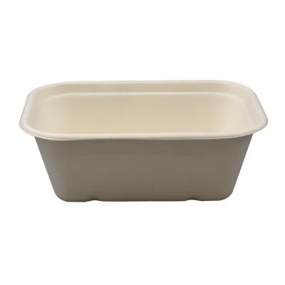 China 650ml Square Food Paper Container Biodegradable Disposable Rectangular Pulp Mold for sale