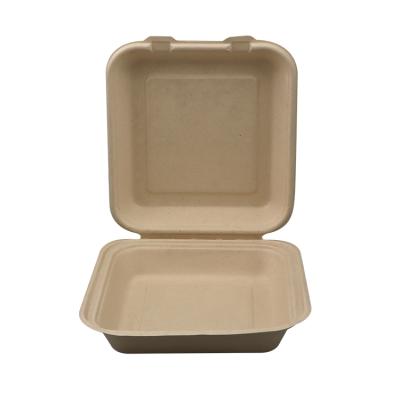 China Biodegradable Unbleached Top Block Togo Bagasse Fiber Pulp Container Eco Friendly 8 Inch Square Disposable Biodegradable Bowl With Lids for sale