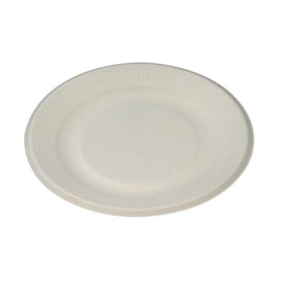 China 8 Inch Bagasse Paper Pulp Disposable Round Disposable Biodegradable Food Tray Oval Plate for sale