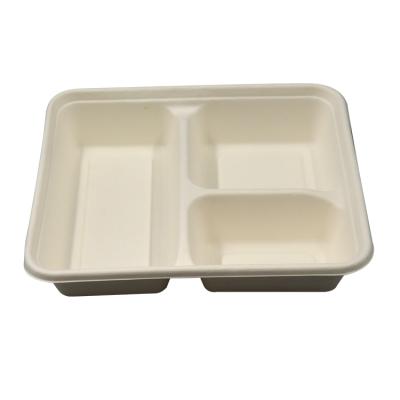 China Recycled Disposable Lunch Box 3 Compartment Environmentally Friendly Materials Takeaway Paper for sale