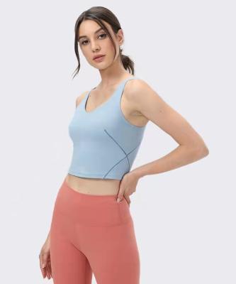 China 2021 New Summer Yoga Vest U Back Moisture Wicking Sports Underwear Breathable Spring And Chest Pad Yoga Top for sale