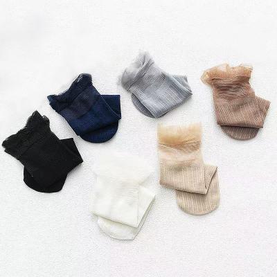 China Antibacterial Ultra-thin Wholesale Women's Socks Summer Non-slip Lace Elastic Stockings for sale