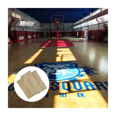 China Indoor Sports Court Flooring Birch Top Plank UV Varnished Sports Flooring T&G Wood Connection Improve Resilience Flooring for sale