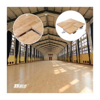 China Indoor Temporary Sport Flooring Most Popular Easy Installation Sports Floor Laminate Solid Wood Flooring Hall Floor for sale