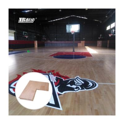 China Indoor Sports Court Flooring Hot Sale Customized Sports Floor Rubberwood FIBA ​​3-Layers Basketball Court Wooden Laminate Flooring for sale