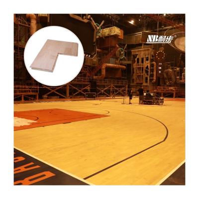 China Museum Laminate Gym Indoor Sports Court Floor Factory Supply Wooden Sports Floor FIBA ​​3-Layers Maple Wood Flooring for sale