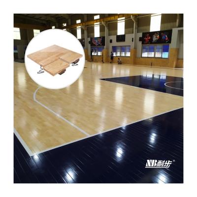 China Indoor sports court flooring factory direct supply interlocking sports flooring FIBA ​​portable basketball rubber wood flooring for sale