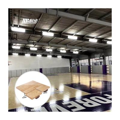 China Indoor Sports Court Flooring LVL Larch Portable Rubberwood Badminton Floor FIBA ​​Rubberwood Flooring for sale