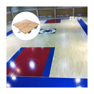 China Portable Indoor Sports Court Flooring FIBA ​​Volleyball Court Sport Floor Rubberwood Anti-Slip Wooden Flooring for sale