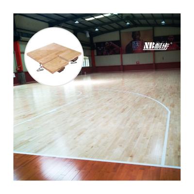 China Portable Indoor Sports Court Flooring FIBA ​​95 Lacquer Varnish Wooden Sports Ball Bounce Floor Rubberwood Flooring for sale