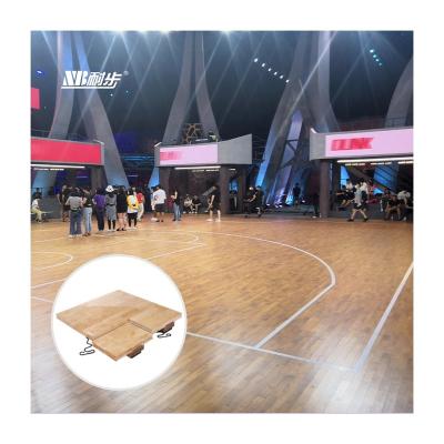 China Indoor Sports Modular Portable Wood Flooring Indoor Sports Court Floor Assembly Ball Rebound 95 Gloss Lacquered Sports Flooring FIBA ​​Birch Flooring for sale