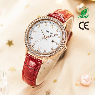 China Classic Sinobi Waterproof Day/Date Watch For Woman S9846L Leather Strap Luxury Factory Wholesale Price Watches Female Clock for sale