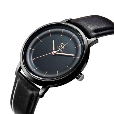 China Simple Clear Dial Water Resistant SHENGKE Matte Black Watches Minimalistic Watch Ladies Unisex Quartz Custom Insert Your Logo Watches for sale