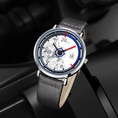 China SHENGKE Fashionable Water Resistant Men's Quartz Watches New Casual Modern Time Clock Man Leather Strap K9004 Vogue Wristwatch Funny Sport Watches for sale