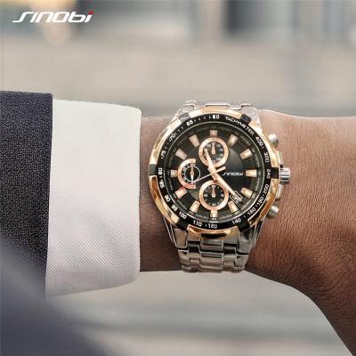 China Luxury Stainless Steel Fashion SINOBI Chronograph Men's Watch S9720G Quartz Watch For Men Relogio Masculino for sale