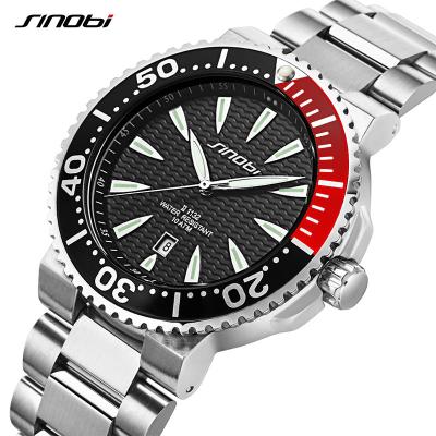 China SINOBI Day/Date Diver's Watch Top 316L Stainless Steel Case And Band Display Luminous Calendar Date Show Japanese Quartz 1132G Movement for sale