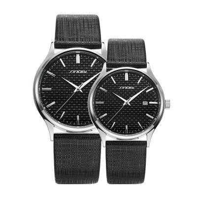 China Factory Direct Hot Selling Genuine Lover Day/Date SINOBI New Couple Watch Leather Strap Quartz Watches 1206G/L for sale