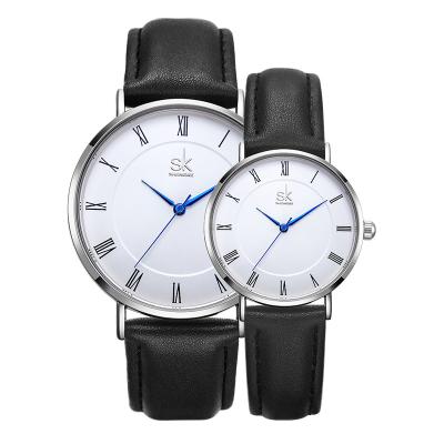 China SHENGKE Water Resistant Fashion Couples Watch For Lovers Roman Number Dial Leather Band Anniversary Gift Watches Quartz K8059G/L for sale