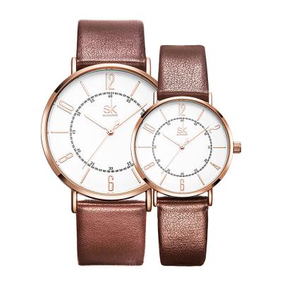 China SHENGKE Water Resistant Classic Couple Watches Fashion Lovers Casual Watch Quartz Leather Wrist Watch K8056G/L for sale