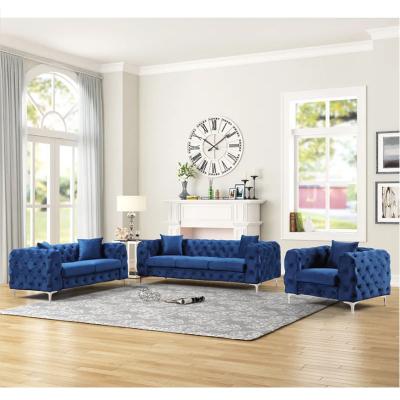 China Custom Modern Luxury Convertible Velvet Chesterfield Sample Couch Sofa Set Design Furniture Ready To Ship For Living Room for sale