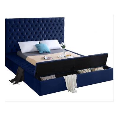 China Storage Customized Modern Wood Frame Tufted Upholstered Frame Full / Twin / Queen / King Size Bed With Storage for sale