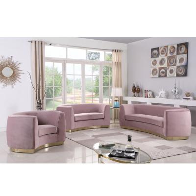 China Nordic Velvet Sofa Set Contemporary Stainless Steel Framed Rose Gold Sofa Set Furniture Living Room Jiangxi Convertible Furniture for sale