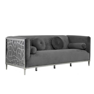 China Pinzhi Home Furniture Modern Living Room Gray Velvet Sofa Set Furniture Metal Frame Sofa Couch Living Room Tufted Sofas for sale