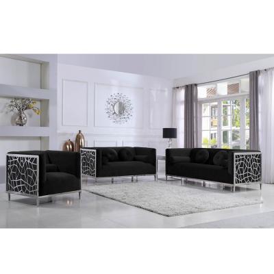 China Contemporary Stainless Steel Piece Sofa Set Upholstered Settee Couch Sofa For Modern Lobby Waiting New Design Tufted Italian Furniture for sale