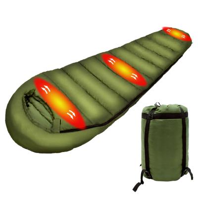 China Mummy Electric Battery Outdoor Thermal Mummy Heating Sleeping Bag for sale