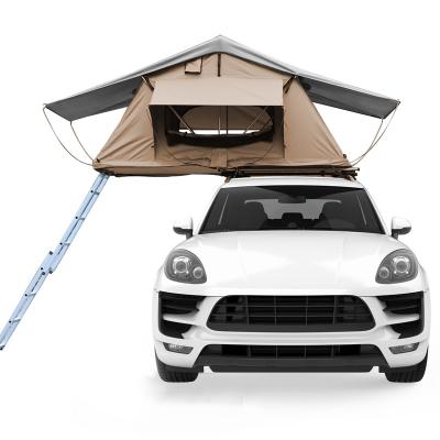 China Straight Bracing Type Good Selling Shell Car Roof Top Tent Car Soft Top SUV Car Roof Top Tent With Camper Ladder for sale