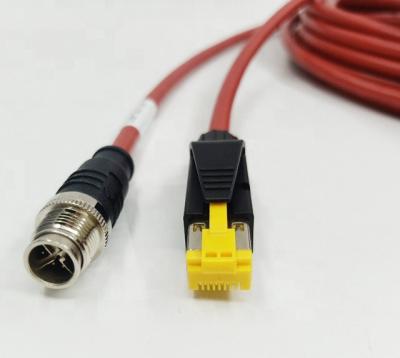 China Waterproof Industrail PUR Cable Jacket IP67 M12 X Code To Industrial Ethernet RJ45 Cable for sale