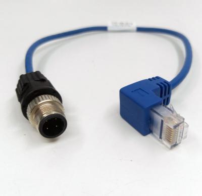 China Automotive Right Angle RJ45 Male to M12 4P TIM Laser Ethernet Cable for sale