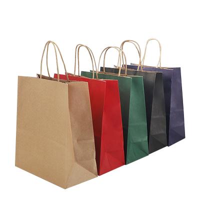 China Recyclable Customised Paper Bag Brown Shopping Packaging Handle Kraft Paper Bag For Clothing Shoes Grocery for sale