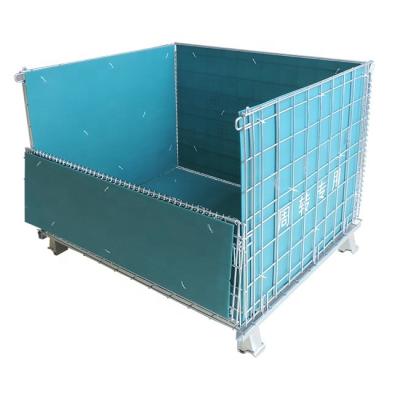 China Large Volume Industrial Galvanized Stackable Collapsible Foldable Steel PET Preform Storage Wire mesh Container Cage for sale