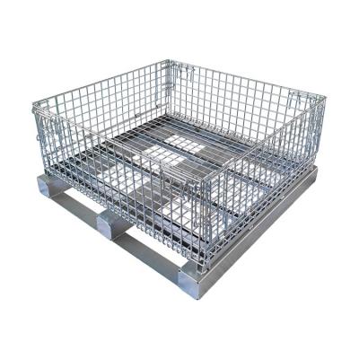 China Not Stackable Customize Special Application Foldable Flat Pallet Wire Cage Storage Cage For Vertical Warehouse for sale