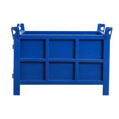 China Side open door Warehousing Storage Stackable Pallet Box Powder Coating Finish Solid Wall Metal Bulk Container for sale