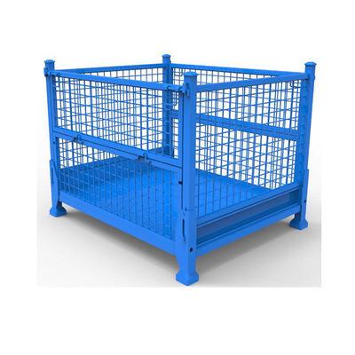 China Materials Handing Power Coating Logistic Transportation Storage Box Forklift Trolley Pallet Cage for sale