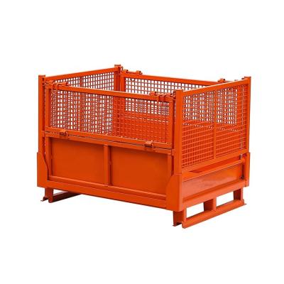 China Stackable Movable Heavy 1200kg global factory warehouse can be customized steel pallet folding storage cage logistics turnover box for sale