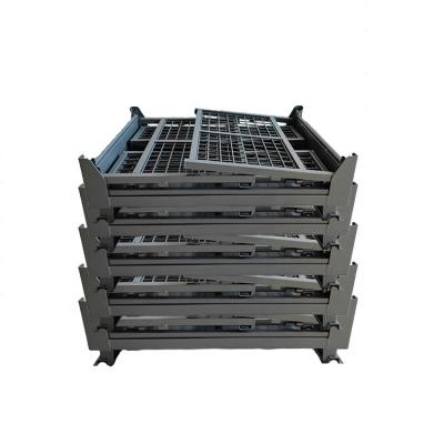 China Stackable Movable Customizable Heavy duty 1200kg warehouse pallets metal storage racks Folding metal baskets storage cages for best quality for sale