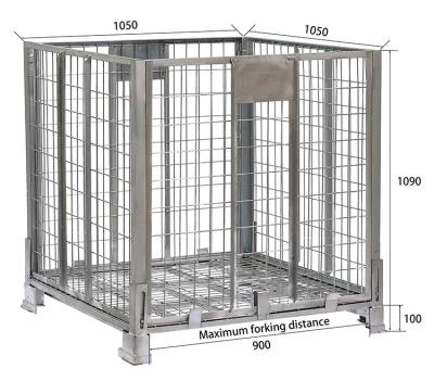 China Stackable Movable Customizable light duty 500kg warehouse pallets metal storage racks Folding metal baskets storage cages for best quality for sale